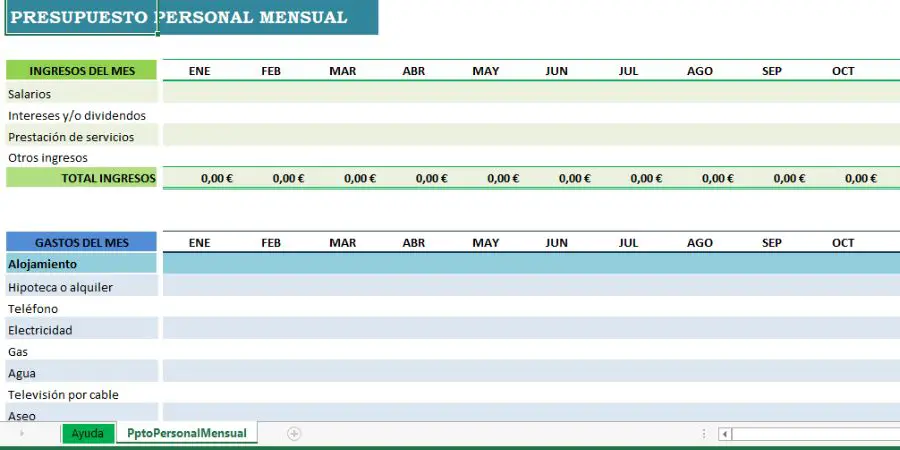 plantilla presupuesto personal