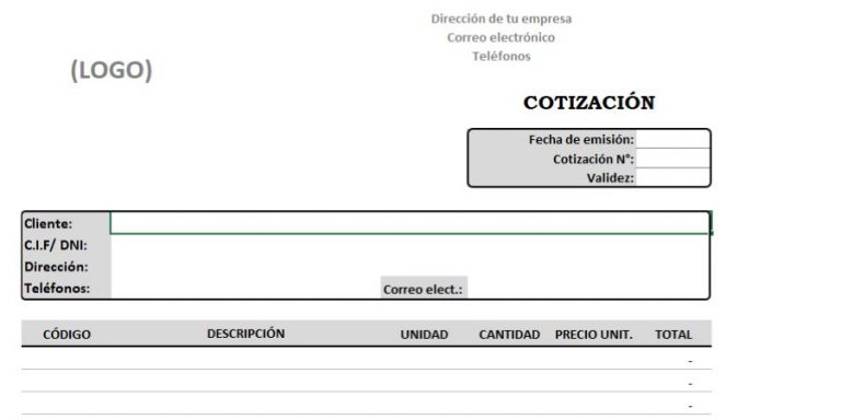 Plantilla Excel para Cotización (Descarga Gratis) ️