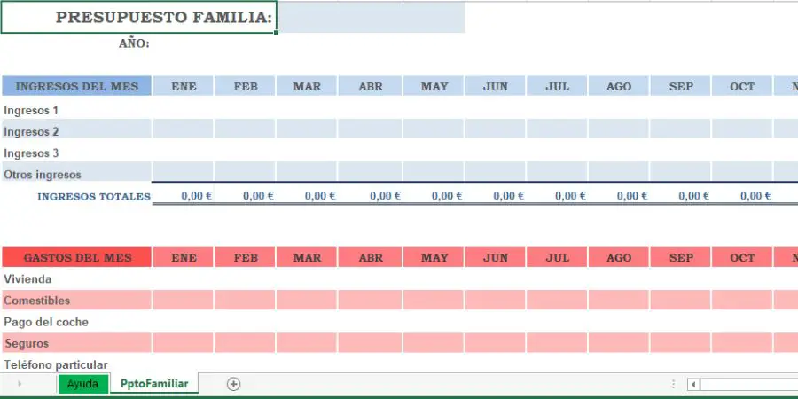 plantilla presupuesto familiar excel gratis