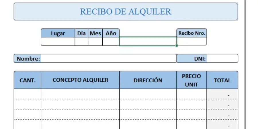 ▷ Plantilla Excel para Recibos de Alquiler (Descarga Gratis) ✔️