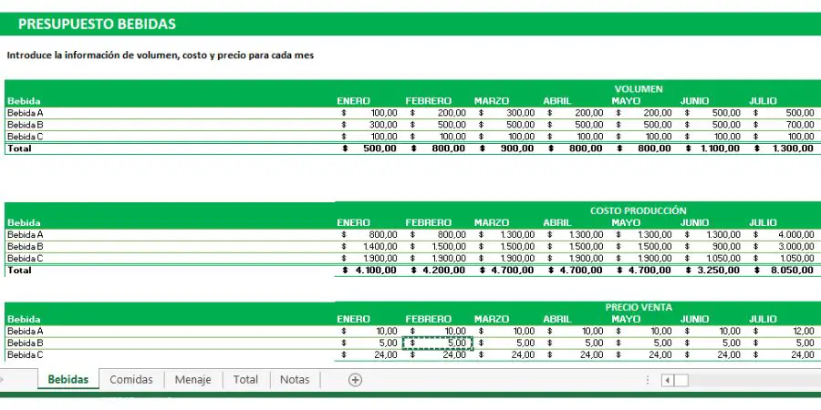 costos de un restaurante formato excel gratis