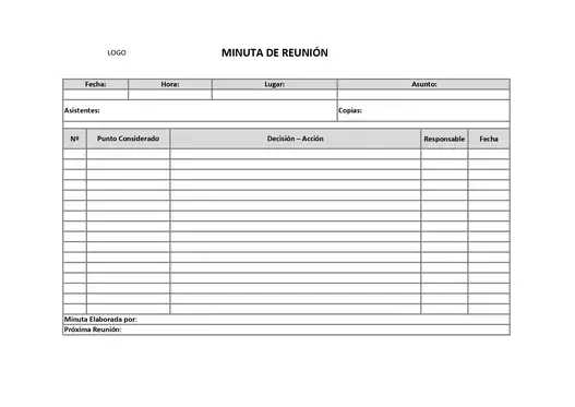 Plantilla Excel para Minuta de Reunión (Descarga Gratis) ️