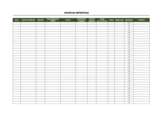 Plantilla Excel para apuestas deportivas