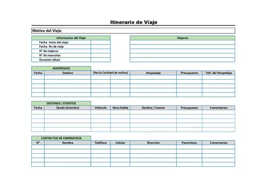 planificador de viaje excel